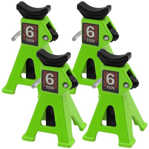 4Pcs ShareGoo 1/24 RC Scale Toy Decoration Metal RC Mini Toy Jack Stands Simulation Compatible with 1/18 1/24 RC Crawler SCX24 AX24 TRX4M FCX24 RC Crawler Car (Green) - color: Green