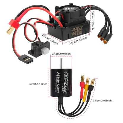 1/16 1/18 RC Brushless Sensorless Motor 35A ESC Combo,2430 7200KV | Waterproof Sensorless Motor,Surpass Hobby,Electric Speed Controller Set,for RC Model Car Truck - size: 7200KV, style: 2430