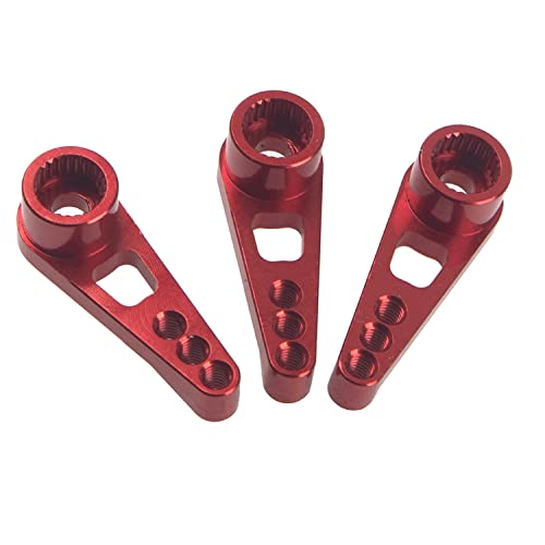 3Pack ShareGoo 25T Servo Horn Steering Arm Compatible with Futaba Savox HSP Power HD Servos Motor Compatible with Wltoys A949 A959-B A969 A979 K929 1/18 RC Car (Red) - color: Red