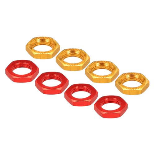 MECCANIXITY Aluminum 17mm RC Wheel Nut Thread M12x1.0mm Hex Wheel Nuts RC Wheel Nut for 1/8 RC Model Car Trucks Off Road Car Upgraded Parts Pack of 8(Red & Gold) - color: Red & Gold