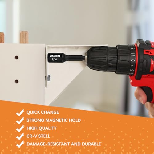 17PCS Magnetic Nut Driver Set | SAE and Metric | Premium Impact Power Hex Nut Driver Drill Bit Master Kit | 1/4 Inch Hex Shank | Cr-V Steel (17PCS Magnetic Nut Driver (Short))