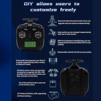 GoolRC Flysky FS-ST8 RC Transmitter 2.4GHz 10CH Remote Controller with FS-SR8 Receiver for RC Drone Airplane Helicopter Car Boat (Upgraded Version)