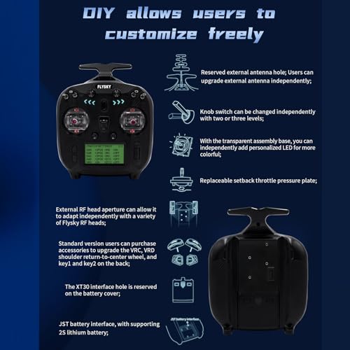 GoolRC Flysky FS-ST8 RC Transmitter 2.4GHz 10CH Remote Controller with FS-SR8 Receiver for RC Drone Airplane Helicopter Car Boat (Upgraded Version)