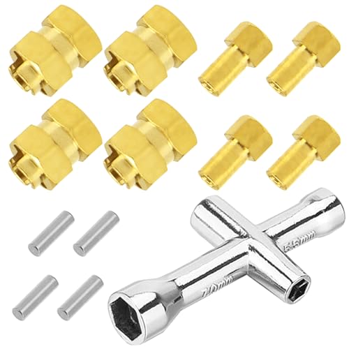 4Pack Vgoohobby SCX24 7mm Wheel Hex Hub Extension Hex Drive Spacers Adapter Combiner with Small Cross Wrench Compatible with Axial Scx24 AXI00002 AXI00001 1/24 RC Crawler