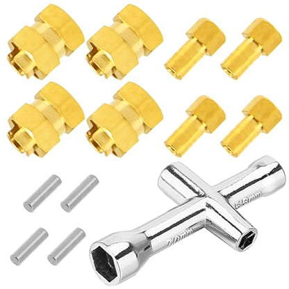 4Pack Vgoohobby SCX24 7mm Wheel Hex Hub Extension Hex Drive Spacers Adapter Combiner with Small Cross Wrench Compatible with Axial Scx24 AXI00002 AXI00001 1/24 RC Crawler