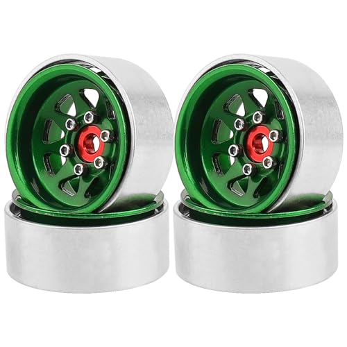 1.0 Beadlock Wheel -3.78mm Offset Wheel Rims for 1/18 1/24 RC Crawler Car Axial AX24 SCX24 FMS FCX24 TRX4M Upgrades (Dark Green) - color: Dark Green