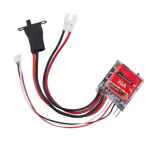 RiToEasysports Brushed ESC, 30A Mini with Brake Brushless Electronic Speed Controller for 1/32 1/18 Scale RC Cars and N20 Motor Applications