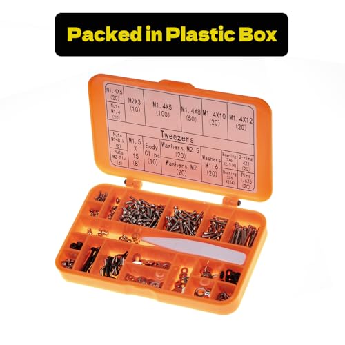 Screws Kit for SCX24 AX24 RC Car, Cup Head, 380 Pcs, 304 Stainless Steel Screws, Bearing & Screws Set with Box for 1/24 RC Crawler Car Axial SCX24 C10 Deadbolt JLU Gladiator Bronco
