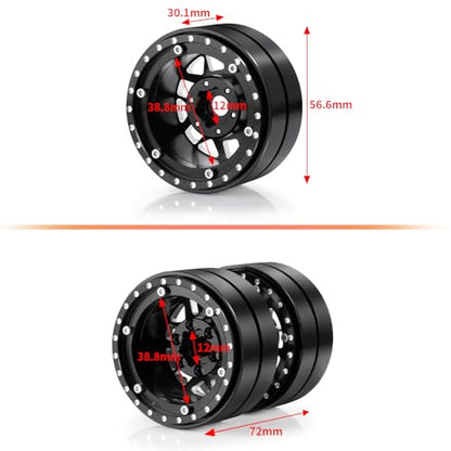 RCHUBAM 1.9" Dually Beadlock Wheel Rims for SCX10 TRX-4 TRX6 G63 6-Wheel | 2PC Aluminum Wheel Hubs,1/10 RC Hauler Crawler Truck Car Upgrade Part - style: 2PCS