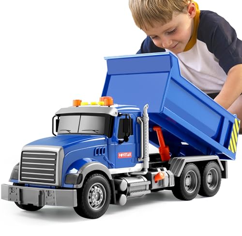 Dwi Dowellin Toddler Trucks Toys for Boys Age 3-5,Big Dump Truck with Lights and Sounds,Kids Boy Toys Christmas Birthday Gift Car - style: dump truck