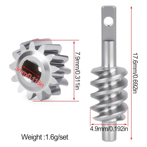 2/13T & 2/16T Axle Worm Gear Set for 1/30 Axial SCX30 2 Sets RC Car Stainless Steel Upgrade Parts (13T+16T)