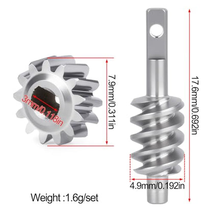 2/13T & 2/16T Axle Worm Gear Set for 1/30 Axial SCX30 2 Sets RC Car Stainless Steel Upgrade Parts (13T+16T)