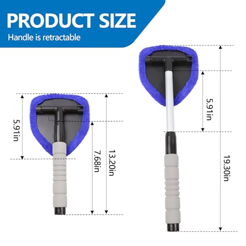 wuyaoyao Car Windshield Cleaning Tool, Car Windshield Window Cleaner, Auto Window Glass Cleaning Kit with Extendable Handle & Reusable Microfiber Pad & Spray Bottle, Universal Car Accessories (Blue) - color: Blue