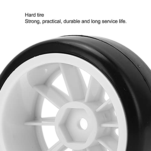4 Pcs RC Drift Tires with 12mm Hex Wheels, Hard Rubber Plastic Drift Tyres for Tamiya TT01 1/10 RC Car, Smooth Drifting Surface and Uneven Tread for Stable Grip on Hardwood Tile Co