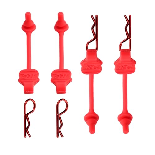 8PCS TGCWENG Universal RC Body Clips w/Pull Tabs Car Clips R Clips for All 1/10 1/12 Scale TRX4 Losi HPI Arrma Kyosho Himoto RC Car Truck Crawler Body Shell Upgrades (1.2mm Red Clips+Red Pull) - color: Red Clips+Red Pull