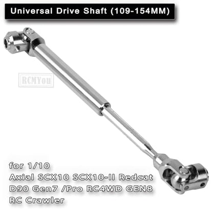 109-154MM Universal Drive Shaft Axles Upgrades Part for 1/10 SCX10 SCX10 II Redca t D90 Gen7 /Pro RC4 WD GEN8 RC Crawler,2PCS #45 Steel Driveshaft Hop-Ups,Silver