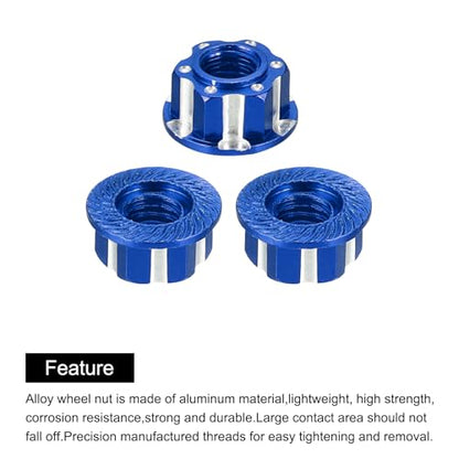 MECCANIXITY Hexagonal Nuts Aluminum M4 RC Wheel Carving Hex Nuts Dustproof Anti-Skid Mount Cap for 1/10 RC Model Car Trucks Off Road Car Upgraded Parts Pack of 2(Blue) - color: Blue