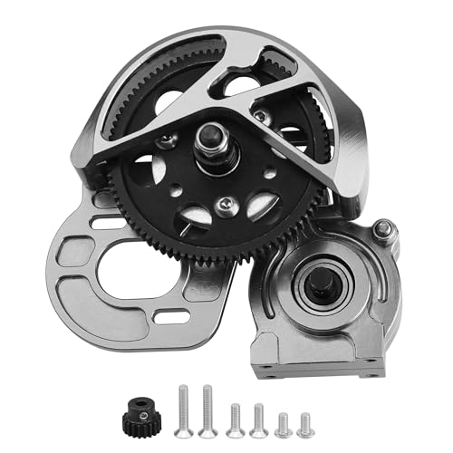 Aluminum Complete Transmission Gearbox for 1/10 Axia SCX10, SCX10 II 90046 90047 RC Crawler Upgrade (Gray) - color: Gray