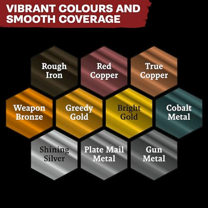 The Army Painter, Warpaints Fanatic Metallics Paint Set, 10 x 18 ml | Oro, rame, metallo, bronzo e argento, colori per D&D e Warhammer