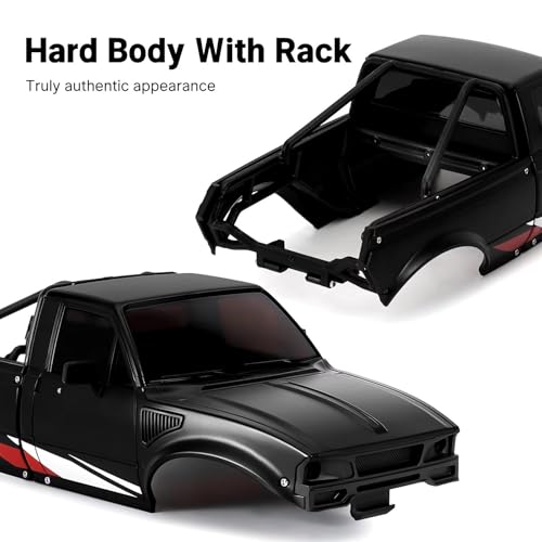 RC Repair Parts Compatible with TRX4M for Defender for Bronco for Pickup Hard Body Shell with Bed Rack 1/18 RC Crawler Car Upgrade Parts(Black) - size: Black