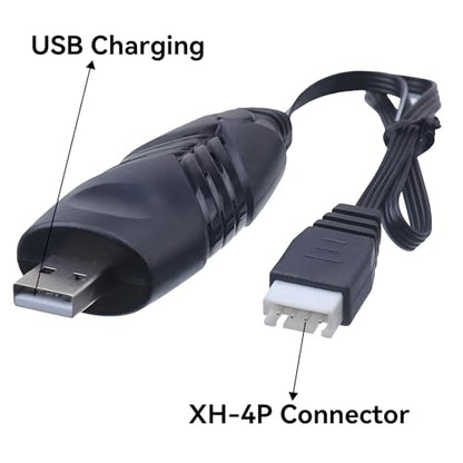 11.1V Battery Charger Airsoft - 2A 1500mAh USB Chargers with XH-4P Plug Gel Blaster 3S Lipo Battery 11.1 Volt Li-ion Batteries Chargers Cable for RC Car Boat Toy 2 Pack
