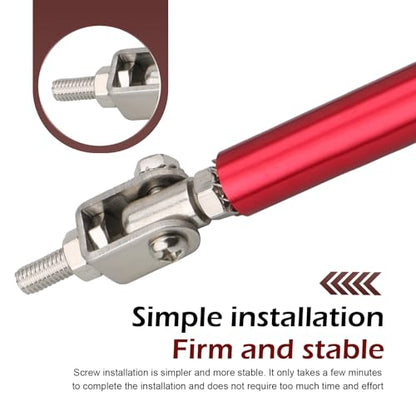 2 PCS Front Bumper Lip Strut Rod, Adjustable 7.87"-10.83" Stainless Steel Bumper Lip Splitter Diffuser Strut Rod, Automotive Reinforcement Tie Bar, Universal for Most Cars (Red) - color: Red
