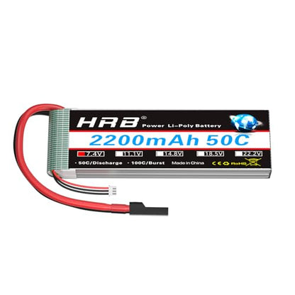 HRB 2S 7.4V 2200mAh LiPo Battery 50C TR Plug Compatible with RC Airplane, RC Helicopter, RC Car, RC Truck, RC Boat