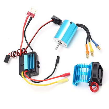 2838 4500KV Brushless Motor and ESC Combo Set, 4-Pole Sensorless Motor with 35A ESC and Heat Sink for 1/14 1/16 1/18 RC Car Truck