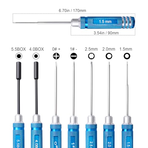 RC Car Tool Kit - Screwdriver Set (Flat, Phillips, Hex), Pliers, Wrench, Repair Tools for Quadcopter Drone Helicopter Airplane, Accessories Compatible with Traxxas RC Cars Trucks Models - 12pcs