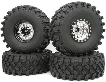 RC 1.9 Beadlock Wheels Negative Offsets 8mm and Tires for 1/10 SCX10 SCX10 SCX10 Pro TRX4 TRX6 Gen7/8 RC Crawler Remote Control Car Upgrades Aluminum 1.9 Wheel Rims (Silver Black) DK - color: Silver Black