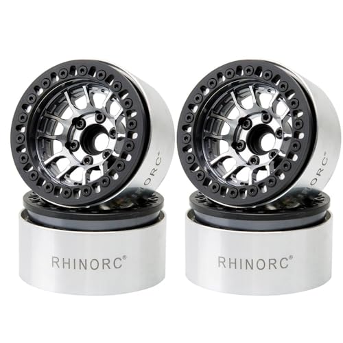 RhinoRC MOZA 1.9 Inch Negative Offset Aluminum Wheel Rim, 4PCS RC Beadlock Wheels for 1/10 RC Crawler Axial SCX10 RR10 Wraith TRX4 TRX-6 (WH1906) - color: Wh1906