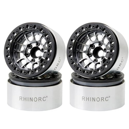 RhinoRC MOZA 1.9 Inch Negative Offset Aluminum Wheel Rim, 4PCS RC Beadlock Wheels for 1/10 RC Crawler Axial SCX10 RR10 Wraith TRX4 TRX-6 (WH1906) - color: Wh1906