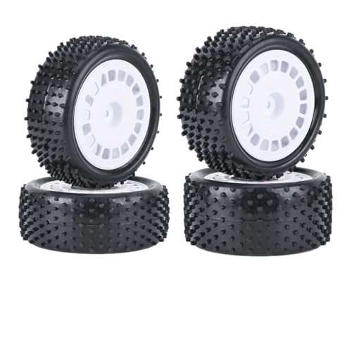 4pcs 88mm Glued Road Wheel for 1/10 Tam-iya TT-02B DT-02 RC Car Rally Racing Rims Mounting Glue Bands(White)