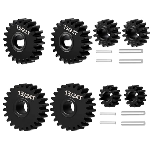RCLIONS Steel 15+22T Overdrive &13+24T Underdrive Gears Set for Redcat Ascent 1/18 Scale RC Rock Crawler Car Upgrades Parts - size: 15+22T/13+24T