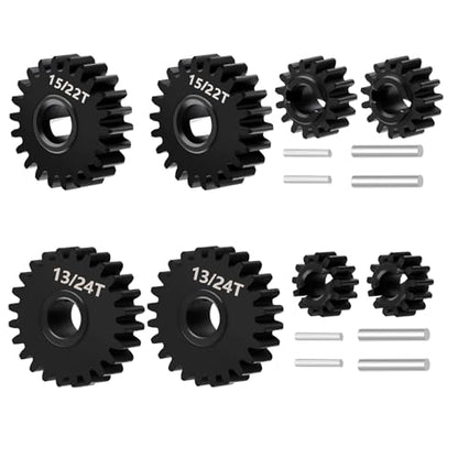 RCLIONS Steel 15+22T Overdrive &13+24T Underdrive Gears Set for Redcat Ascent 1/18 Scale RC Rock Crawler Car Upgrades Parts - size: 15+22T/13+24T