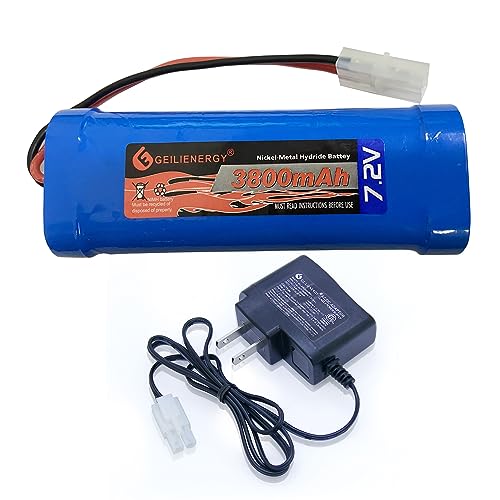 7.2V RC Battery Pack(1 Pack) 3800mAh High Capacity 6-Cell NiMH Flat Battery Pack w/Standard Tamiya Connector+7.2V Smart Charger(1 PCS) - size: 1 PACK 7.2V 3800mAh battery +1PACK charger