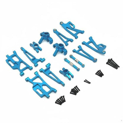 Industrial Vehicle Rc Car Upgrade Kit Aluminum Arms Steering Cups Rear Hubs Adjustable Turnbuckles Shock Absorption Set Suitable for 1/14 Scale Models, Sky Blue - color: Sky Blue