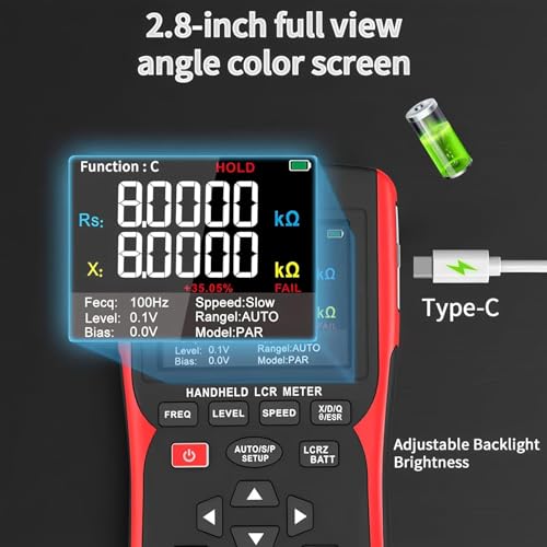 LCR Meter Handheld Digital Bridge Battery Internal Resistance Tester DQ02-2-in-1 High-Precision Capacitance and Battery Tester(DQ02 KitI) - size: DQ02 KitI
