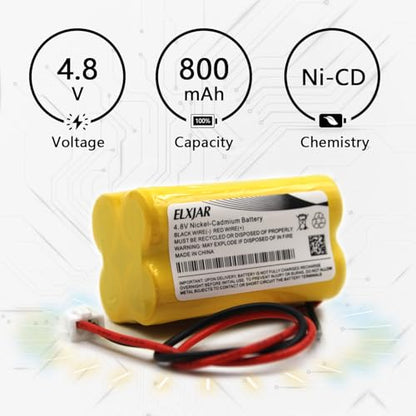 (2-Pack) 4.8V 800mAh Ni-Cd Battery for BL93NC487, BAA-48R | Fits BL93NC484, BL93NC485, NIC0186, Custom-43, OSA-126, ELB-CS06, 6600012 and 6200-RP emergency lights. - color: 2-Pack