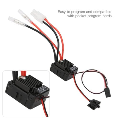60A Brushed ESC, 2-3S Water Proof Electric Speed Controller with 6V/3A BEC 320A Burst Current for 1/10 RC Car Truck Crawler