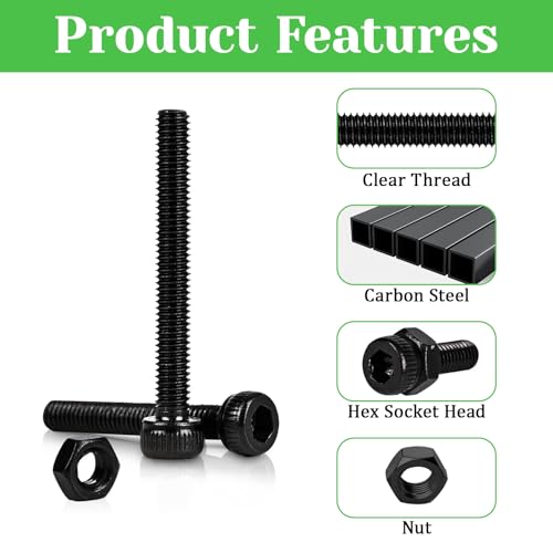 100Pcs M3 x 50mm Hex Socket Head Cap Screws Bolts, Carbon Steel, Black Oxide Finish, Allen Socket Drive, Full Threads,with Hex Spanner - size: M3 x 50-100Pcs-Black