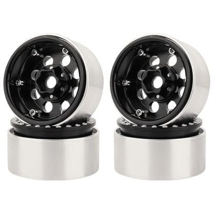 RZXYLRC 4PCS 1.9 Inch Beadlock Wheel Hub Rim Rims Aluminum Alloy for 1/10 TRX4 TRX6 Axial SCX10 D90 SCX10 II III AXI03007 GRT EX86190 RC Crawler Upgrade (G) - color: Black