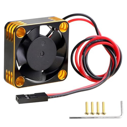HobbyPark RC Brushless Motor Cooling Fan ESC Cooling Fan for RC Car 1/8 1/10 1/12 Scale 540 550 Brushless Motors (Black-Gold) - color: Black-Gold
