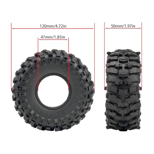 4PCS RC 1.9 inch Crawler Tires Super Soft Sticky Rubber Tires with Foam Instert 120mm/4.72inch Tall Suitable for 1/10 Axial SCX10 I II III TRX4 Redcat Etc RC Crawler Car Upgrades