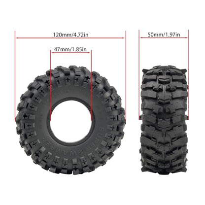4PCS RC 1.9 inch Crawler Tires Super Soft Sticky Rubber Tires with Foam Instert 120mm/4.72inch Tall Suitable for 1/10 Axial SCX10 I II III TRX4 Redcat Etc RC Crawler Car Upgrades