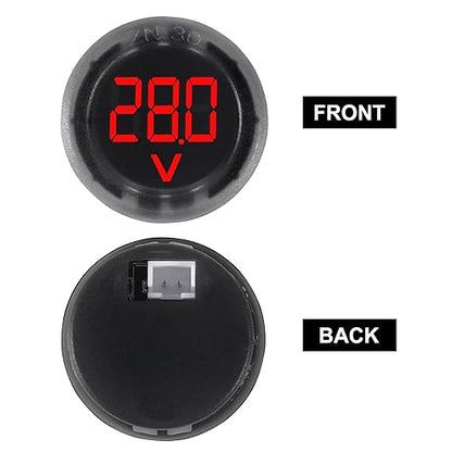 3pcs DC 4-100V LED Digital Display Circular Two-Wire Voltmeter DC Digital Voltmeter Head Display Reverse Connection Protection(Red) - color: Red