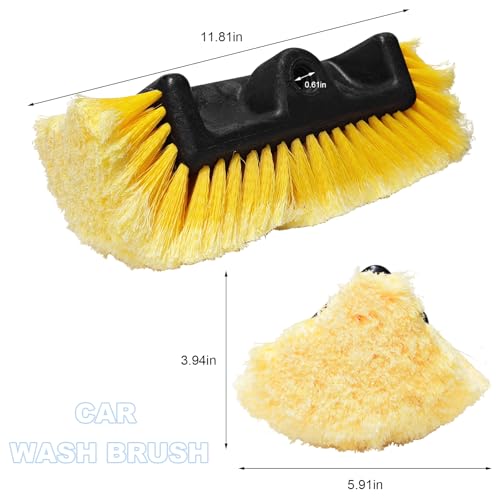 11.8" Car Wash Brush Head with Soft Bristle, Flow Through Auto Exterior Cleaning Brushes Equipment, Heavy Duty Detailing Brush Head for RV Truck Boat Camper (Yellow) - color: Yellow