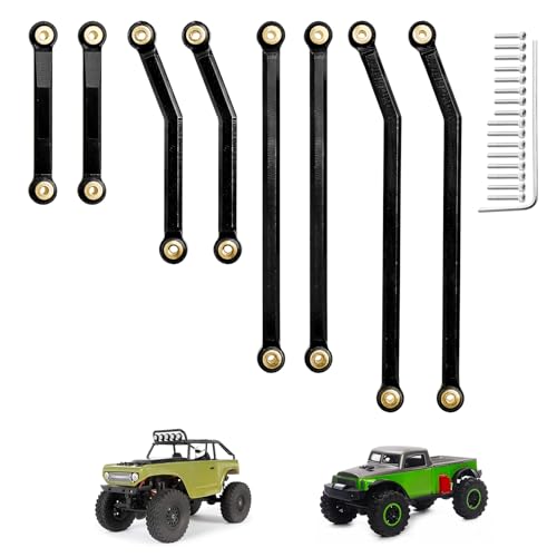 Hobbypark High Clearance Links Set Aluminum Upgrades Linkage for Axial SCX24 Deadbolt AXI90081 B17 Upgrades 1/24 RC Crawler Car (Black) - color: Black
