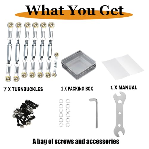 Stainless Turnbuckles Links with Rod Ends for 1/10 Traxxas Slash,Silver | Adjustable Camber Links with Spacers for Rustler 4X4/2WD, Stampede 4X4, Hoss 4X4, Bandit/VXL RC Car Hops Up Parts - color: Silver