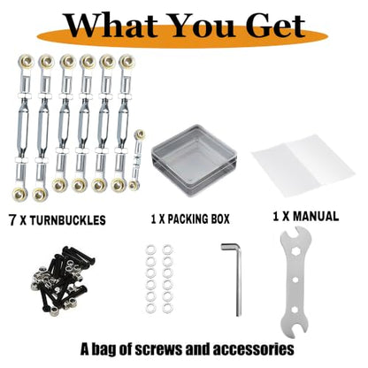 Stainless Turnbuckles Links with Rod Ends for 1/10 Traxxas Slash,Silver | Adjustable Camber Links with Spacers for Rustler 4X4/2WD, Stampede 4X4, Hoss 4X4, Bandit/VXL RC Car Hops Up Parts - color: Silver